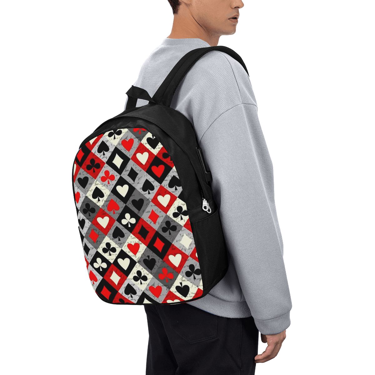 Backpacks - กระเป๋าเป้สะพายหลังลายไพ่โป๊กเกอร์ กระเป๋าใส่โน้ตบุ๊ค กระเป๋าเดินทาง กระเป๋าใส่คอมพิวเตอร์ กระเป๋านักเรียน กระเป๋าใส่แล็ปท็อป